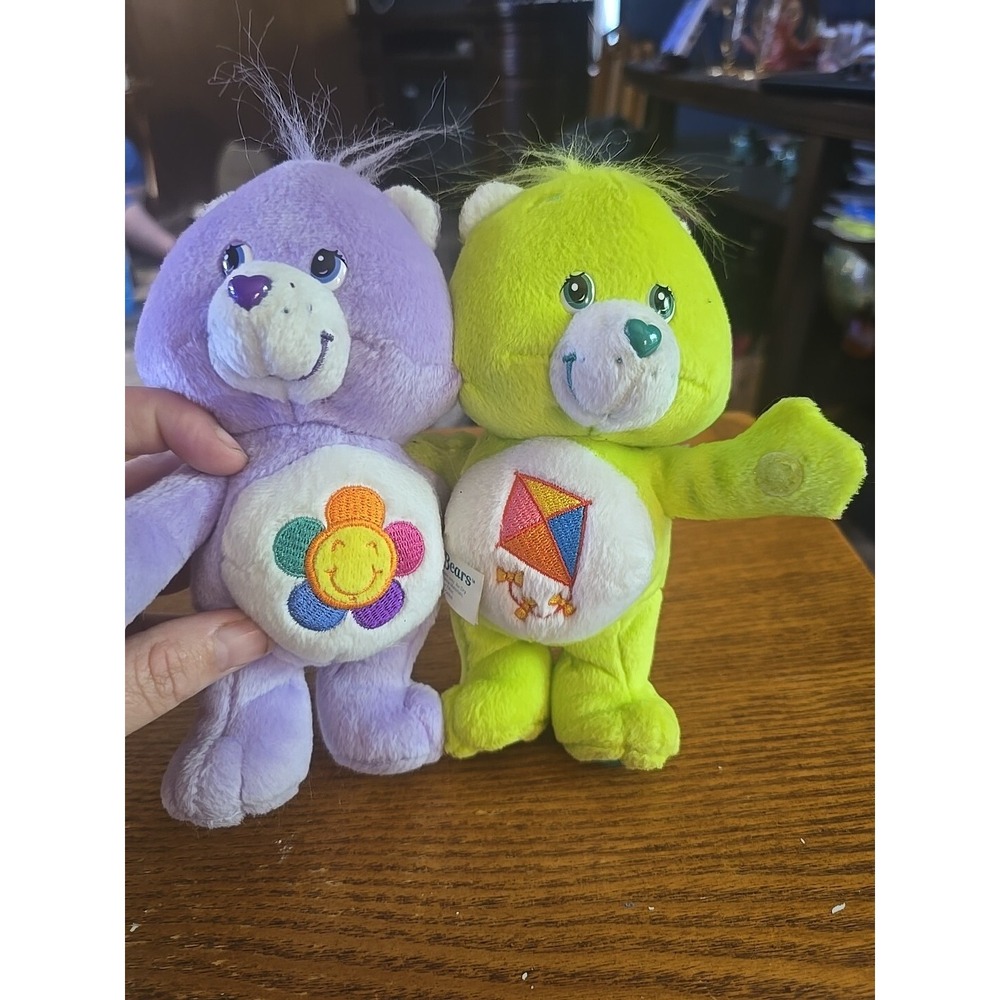 Care Bears Harmony And Do Your Best Purple Green Attached Hugging Hook And‎ Loop